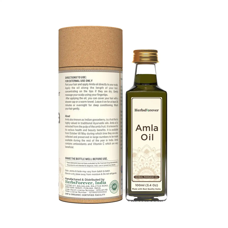 Herbsforever Amla Oil Pamper and Nourish Your Hair Goodness of Amla Cold Pressed Premium Oil Non GMO, Vegan  100 ml