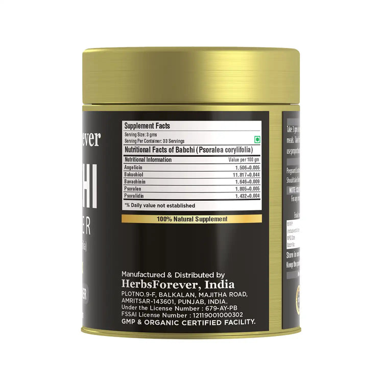 Herbsforever Babchi Powder 100g – Pure Psoralea Corylifolia Churna – Traditionally Used for Skin & Wellness Support – Non-GMO, No Additives – External & Internal Use – Lab Tested