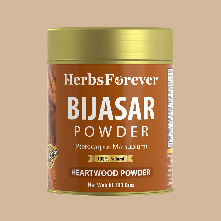 HerbsForever - Bijasar Powder (Vijaysar Powder) – Pterocarpus marsupium - Non-GMO - Vegan – 100 Gm - Pack size.