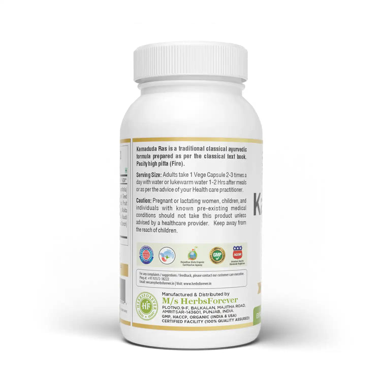 Herbsforever Kamaduda Ras Capsules | 60 Veg Capsules | Ayurvedic Support for Acidity & Pitta Balance | Helps Support Digestive Comfort & Gut Health.