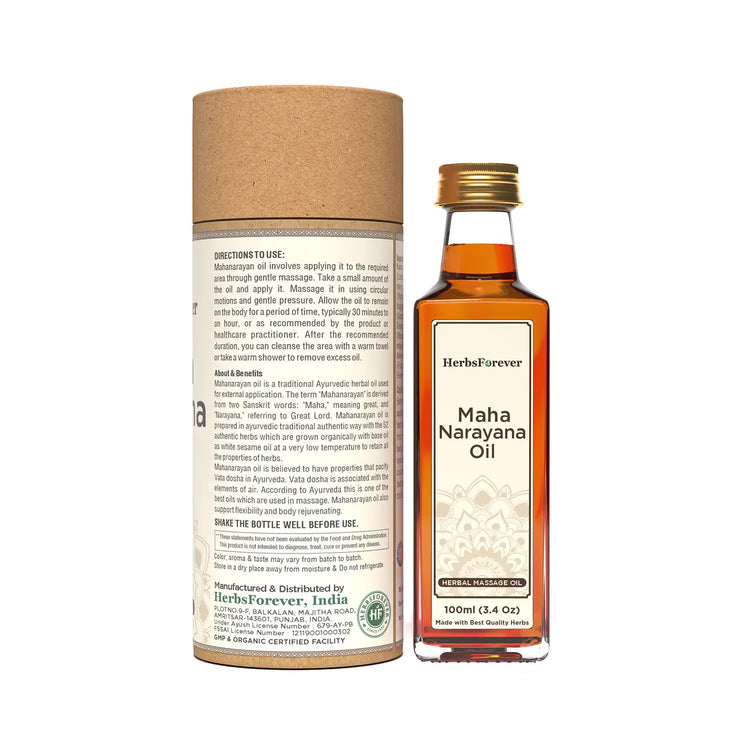 HerbsForever Maha Narayan Oil Authentic Ayurvedic Massage Oil Cold Pressed Premium Oil Non GMO, Vegan  100 ml HerbsForever Maha Narayan Oil Authentic Ayurvedic Massage Oil Cold Pressed Premium Oil Non GMO, Vegan  100 ml