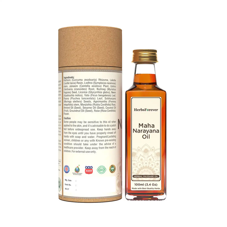 HerbsForever Maha Narayan Oil Authentic Ayurvedic Massage Oil Cold Pressed Premium Oil Non GMO, Vegan  100 ml HerbsForever Maha Narayan Oil Authentic Ayurvedic Massage Oil Cold Pressed Premium Oil Non GMO, Vegan  100 ml