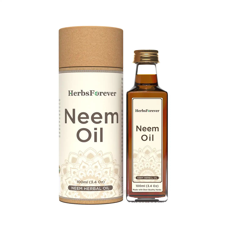 Herbsforever Neem Oil Cold Pressed Premium Oil Supports Healthy Skin, Hair, Nails Non GMO, Vegan  100 ml